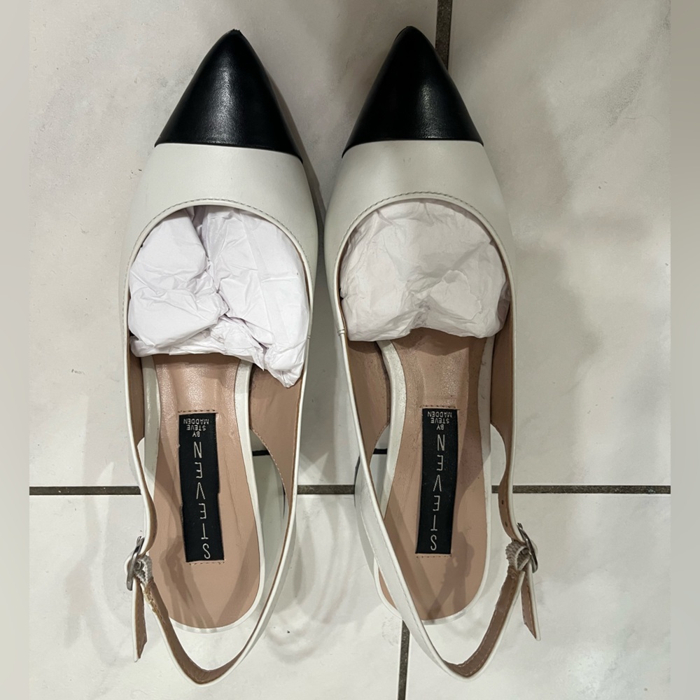 Steven by Steve Madden Women's Two-Tone Black and White Heels Size 6
